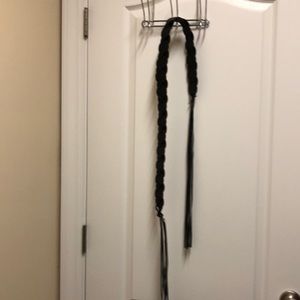 Black leather tie belt